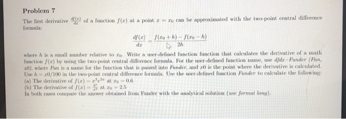 Solved Problem 7 The first derivatives of a function (e) at | Chegg.com