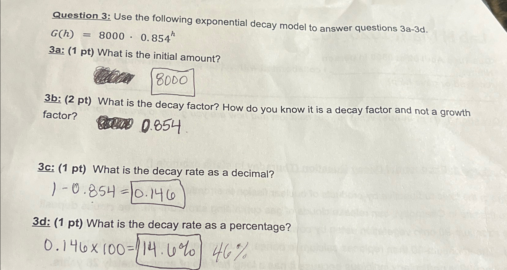 Solved Question 3: Use the following exponential decay model | Chegg.com