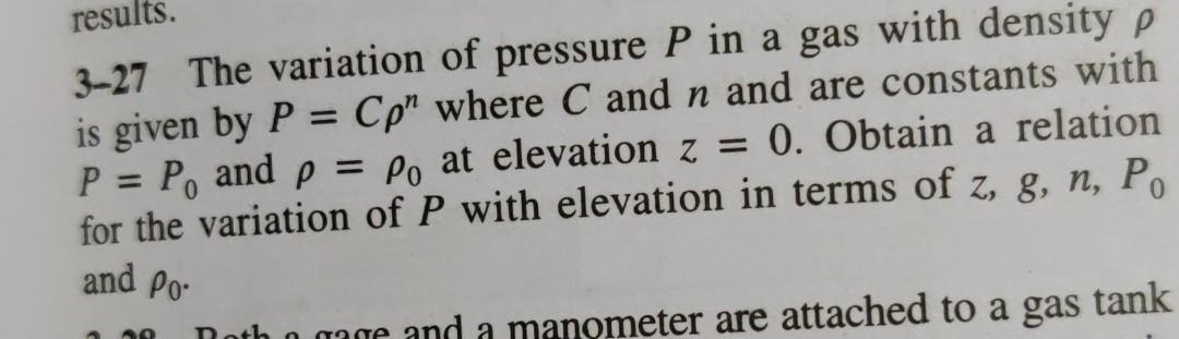Solved results. 3-27 The variation of pressure P in a gas | Chegg.com