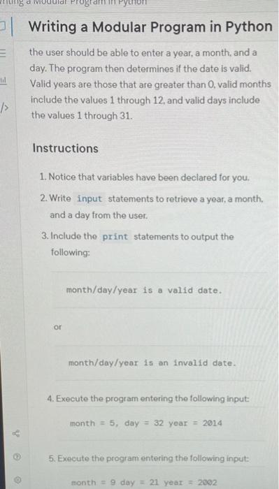 Solved um d Writing a Modular Program in Python the user | Chegg.com