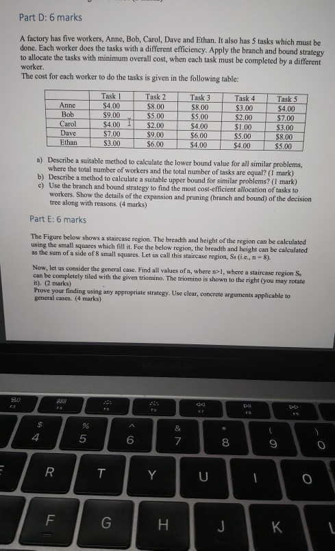 Part D: 6 Marks A Factory Has Five Workers, Anne, | Chegg.com