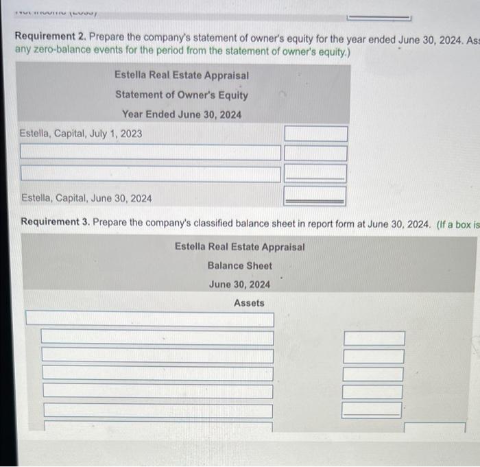 Solved The adjusted balance of Estella Real Estate Appraisal