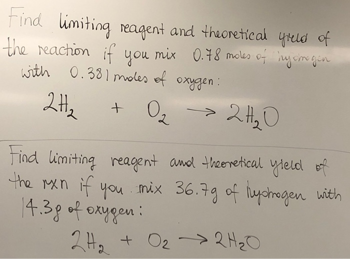 Solved find limiting reagent and theoretical field of the | Chegg.com