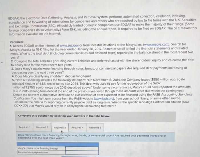 EDGAR, the Electronic Data Gathering. Analysis, and