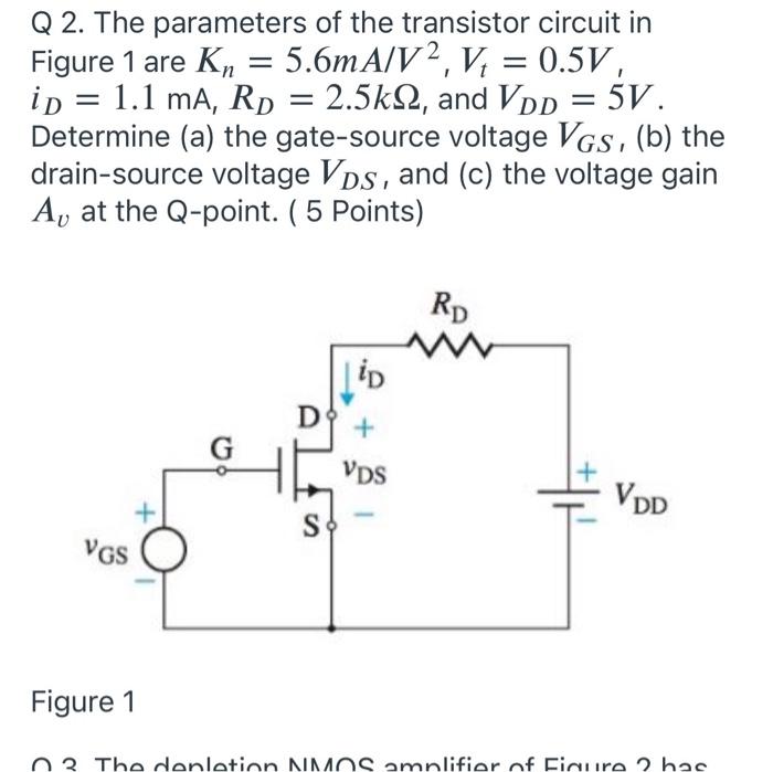 Solved Q 2. The parameters of the transistor circuit in | Chegg.com
