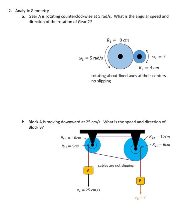 Solved 2. Analytic Geometry a. Gear A is rotating | Chegg.com