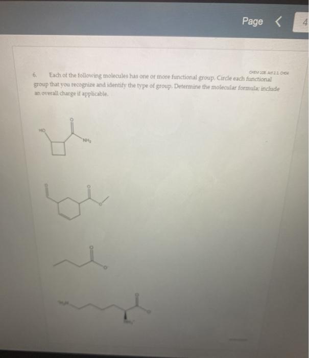 Solved Page Each of the following molecules has one or more | Chegg.com