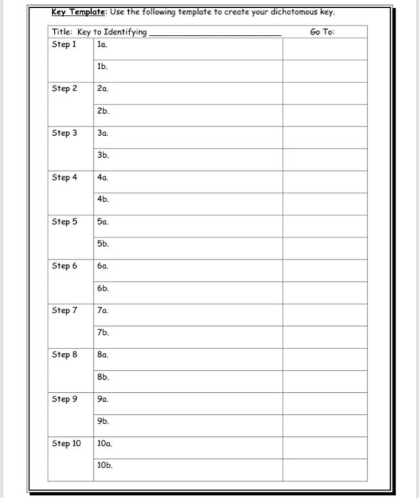 Solved Key Template: Use the following template to create | Chegg.com