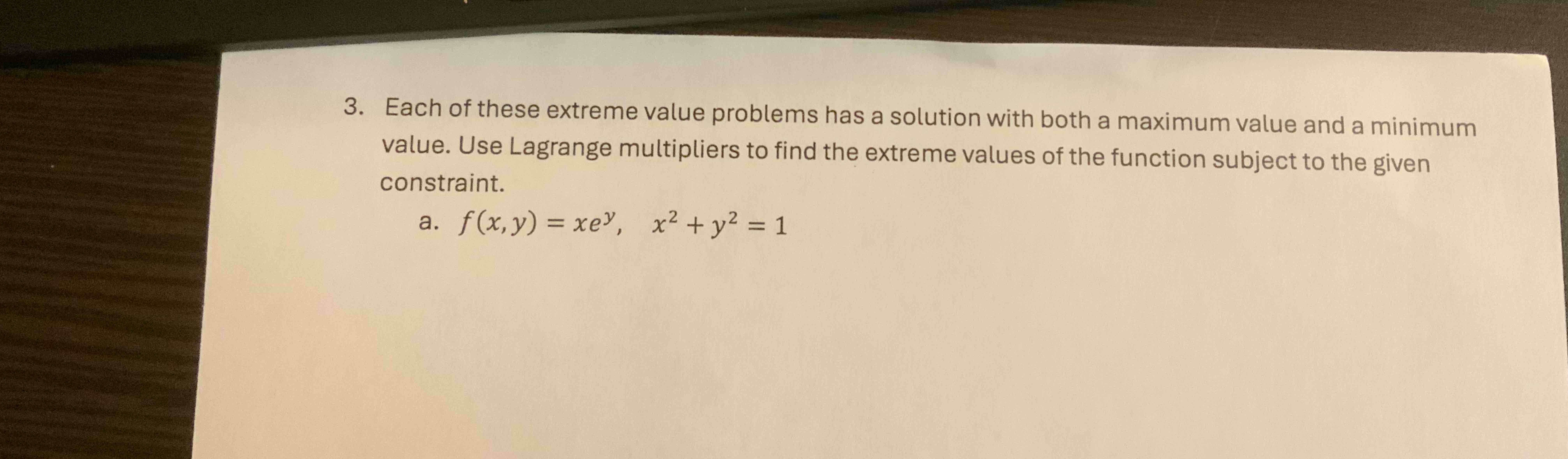 Extreme Problems Each of these extreme value problems has a solution | Chegg.com