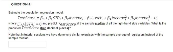 Solved QUESTION 5 For The Population Regression Model In Chegg
