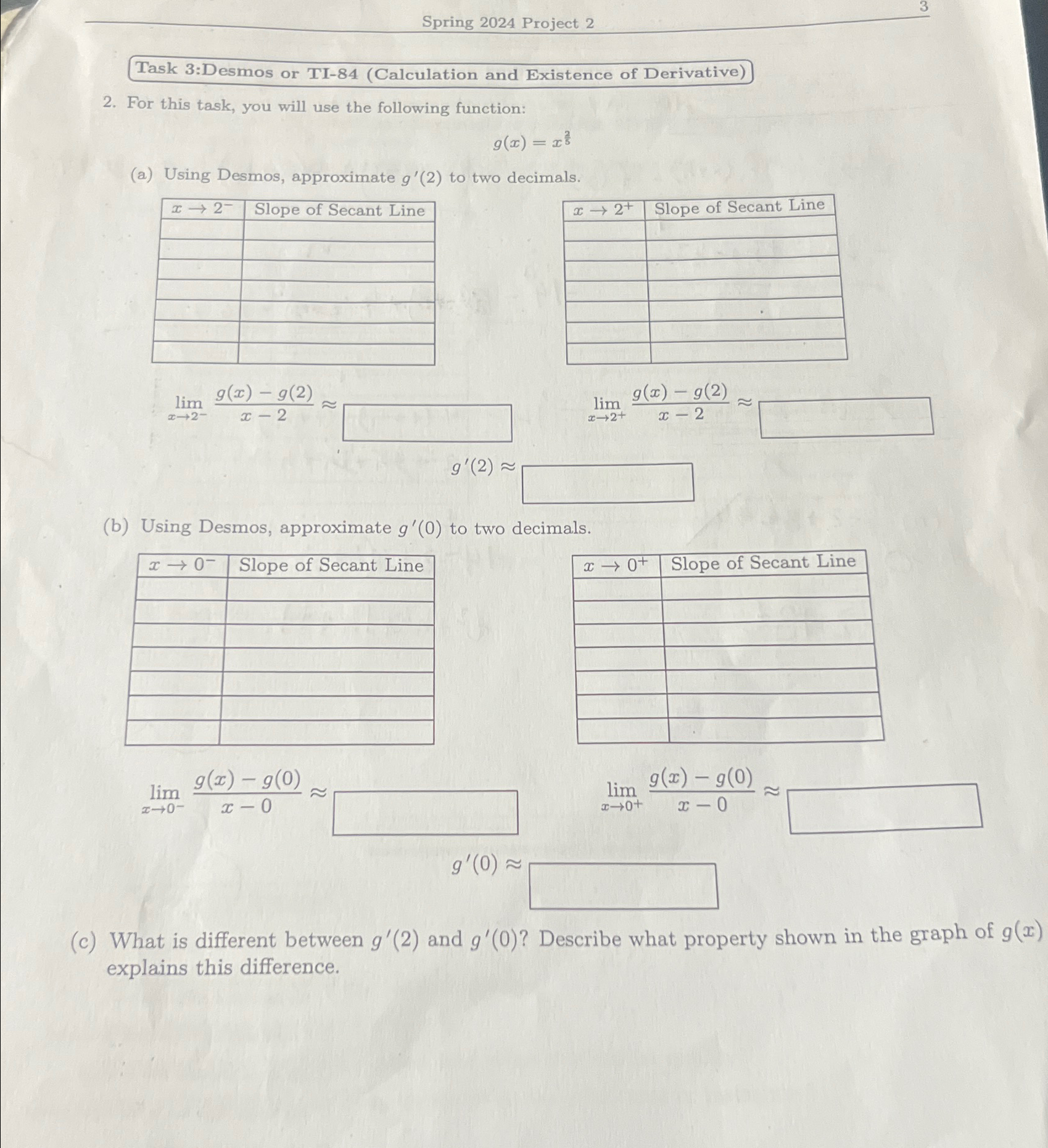 Solved Spring 2024 ﻿Project 2Task 3:Desmos or | Chegg.com