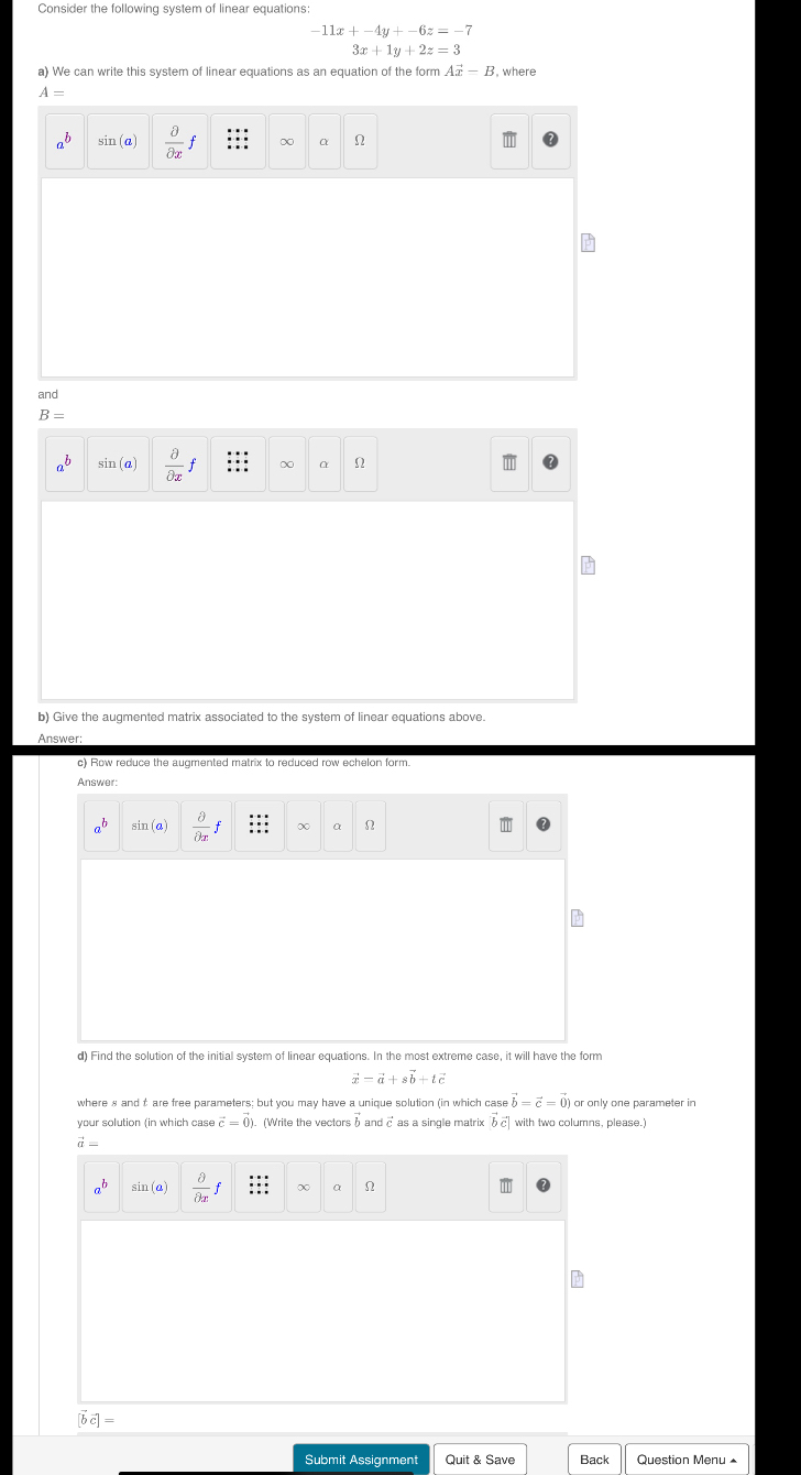 Solved Consider the following system of linear | Chegg.com