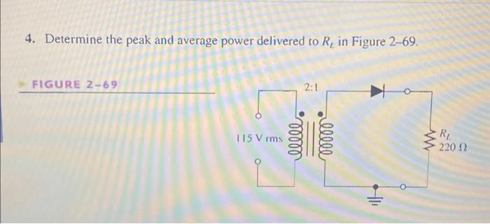 Solved 4. Determine the peak and average power delivered to | Chegg.com