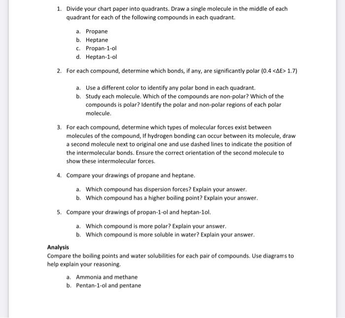 Solved 1. Divide your chart paper into quadrants. Draw a | Chegg.com