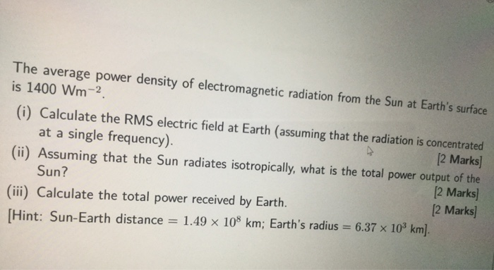 Solved The average power density of electromagnetic | Chegg.com