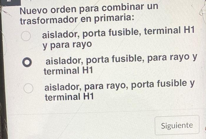 Nuevo orden para combinar un trasformador en primaria: aislador, porta fusible, terminal H1 y para rayo aislador, porta fusib