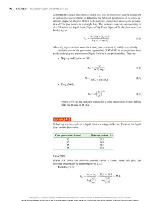 Solved Results from liquid and plastic limit tests conducted | Chegg.com