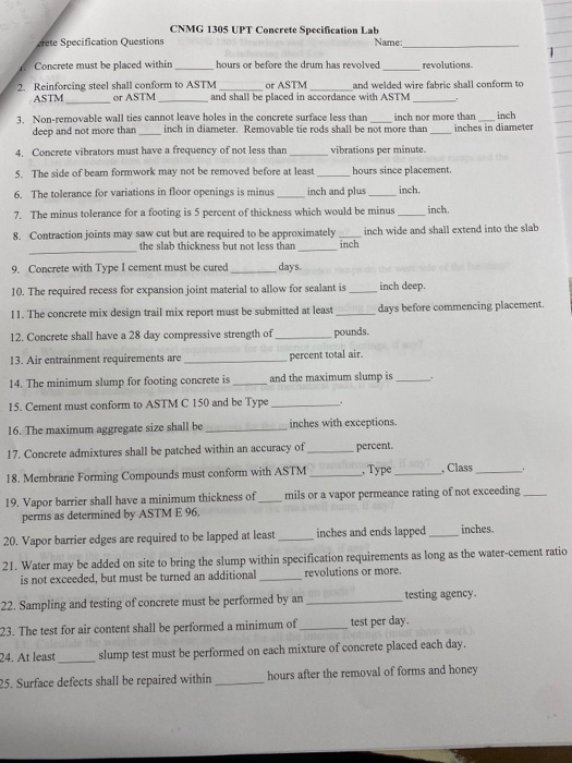 Solved clition of Eleven Questions - Concrete Reinforcing | Chegg.com