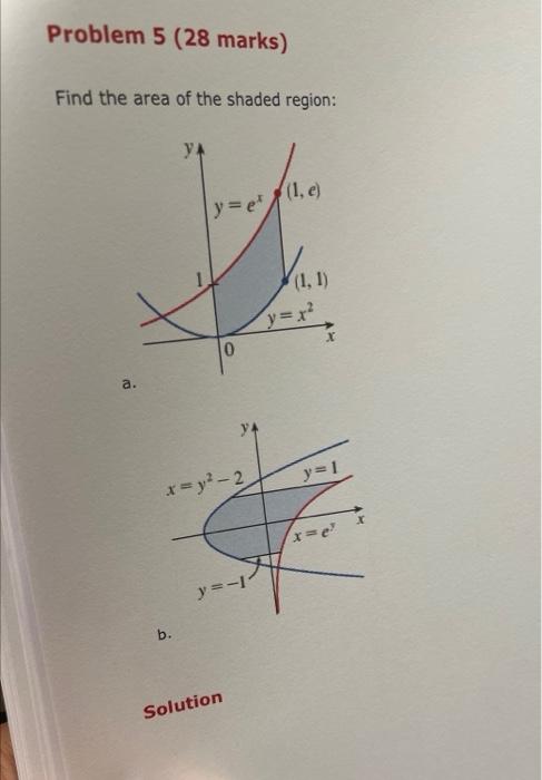 find the area of each shaded region write your solution and answer