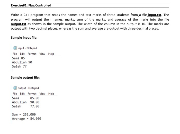 Solved Exercise#1: Flag Controlled Write a C++ program that | Chegg.com