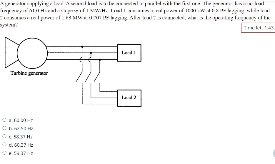 Solved A generator supplying a load. A second load is to be | Chegg.com