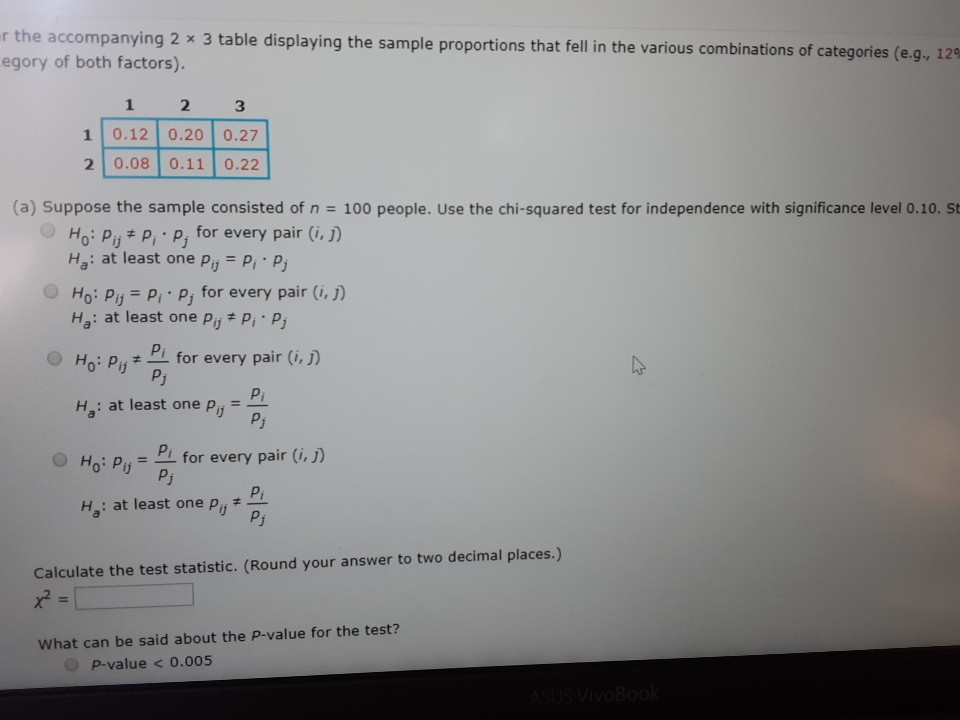 Solved er the accompanying 2 x 3 table displaying the sample | Chegg.com