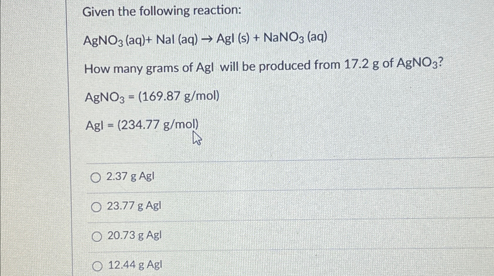 Solved Given the following Chegg