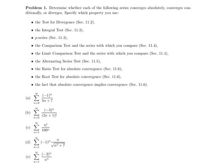 Solved Problem 1. Determine whether each of the following | Chegg.com