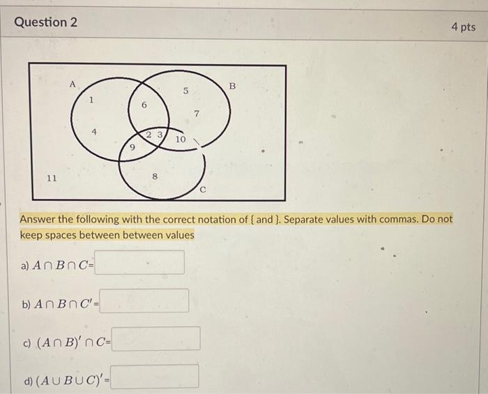Solved Answer the following with the correct notation of { | Chegg.com