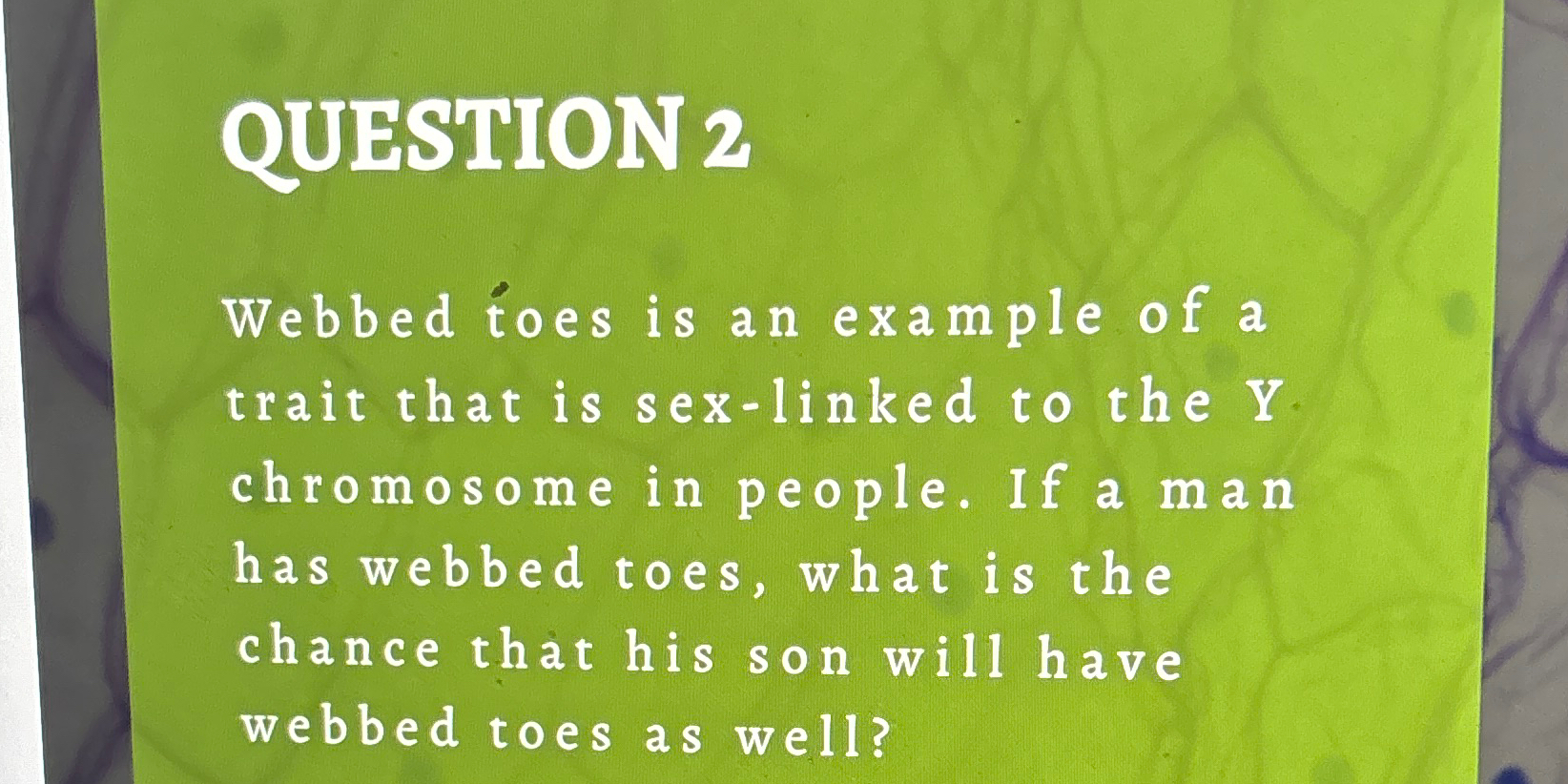 Solved QUESTION 2Webbed toes is an example of a trait that | Chegg.com