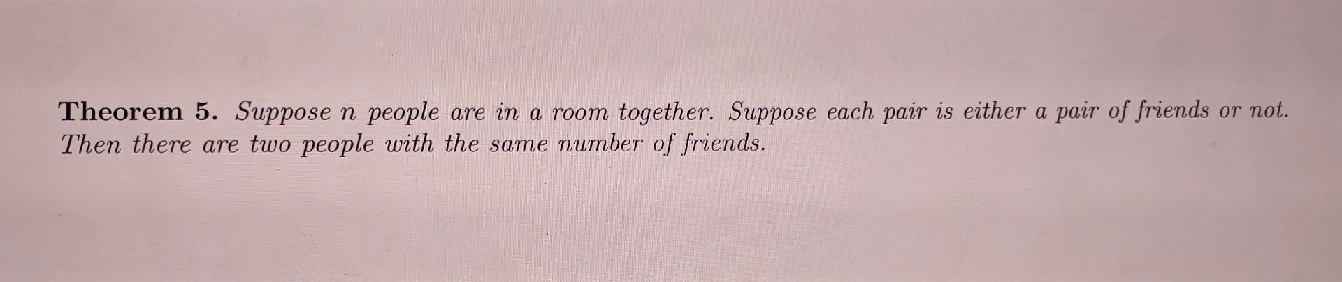 Solved Theorem 5. Suppose N People Are In A Room Together. | Chegg.com