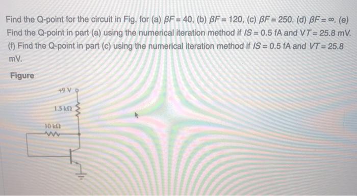 Solved Find the Q-point for the circuit in Fig. for (a) BF = | Chegg.com