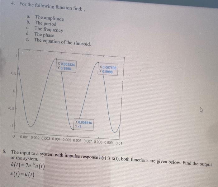 Solved 4. For The Following Function Find: A. The Amplitude | Chegg.com