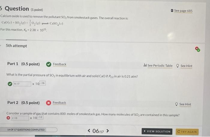 Solved See page 685 3 Question (1 point) Calcium oxide is | Chegg.com