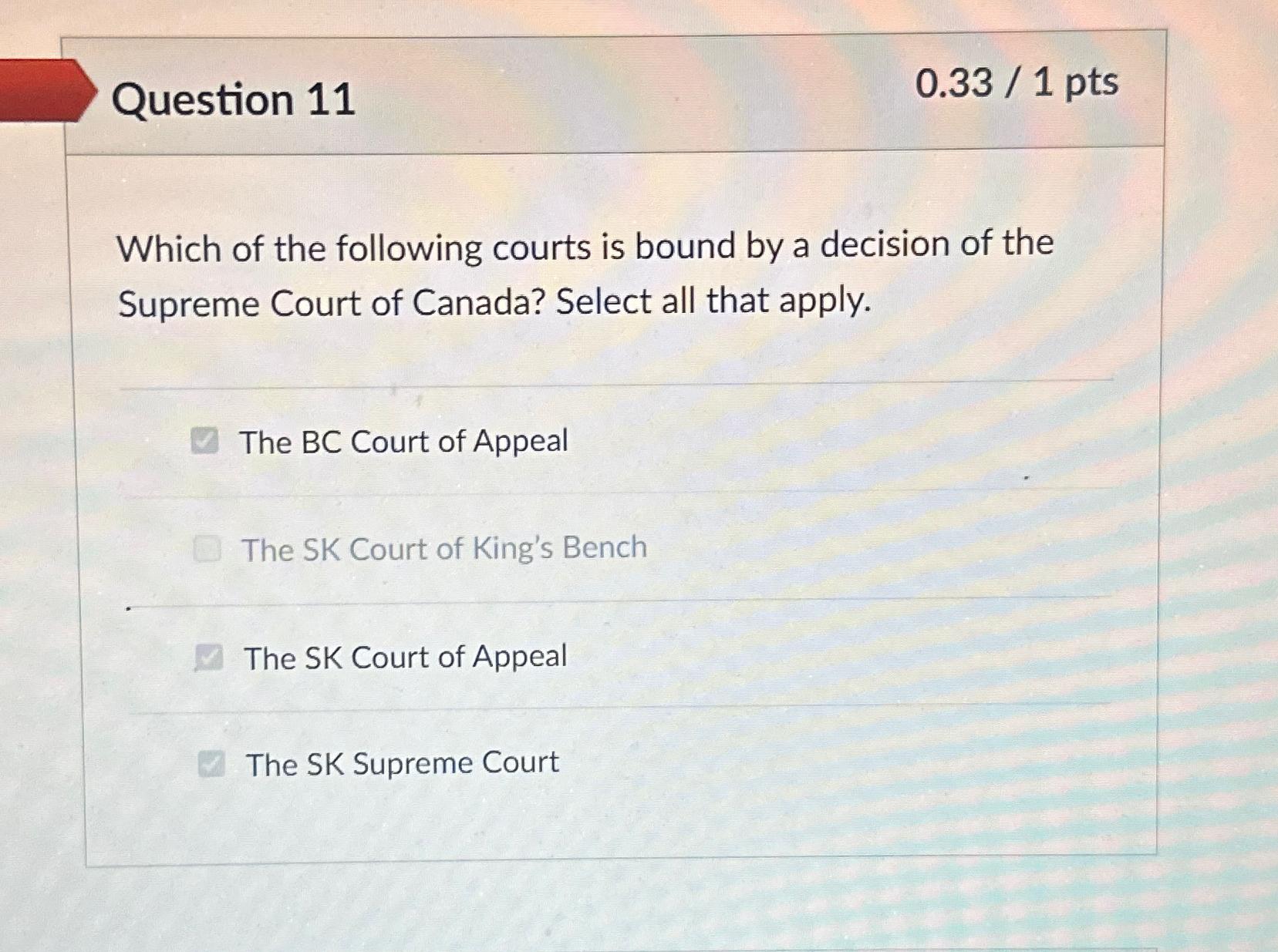 Question 110.33 / 1 ﻿ptsWhich Of The Following Courts | Chegg.com