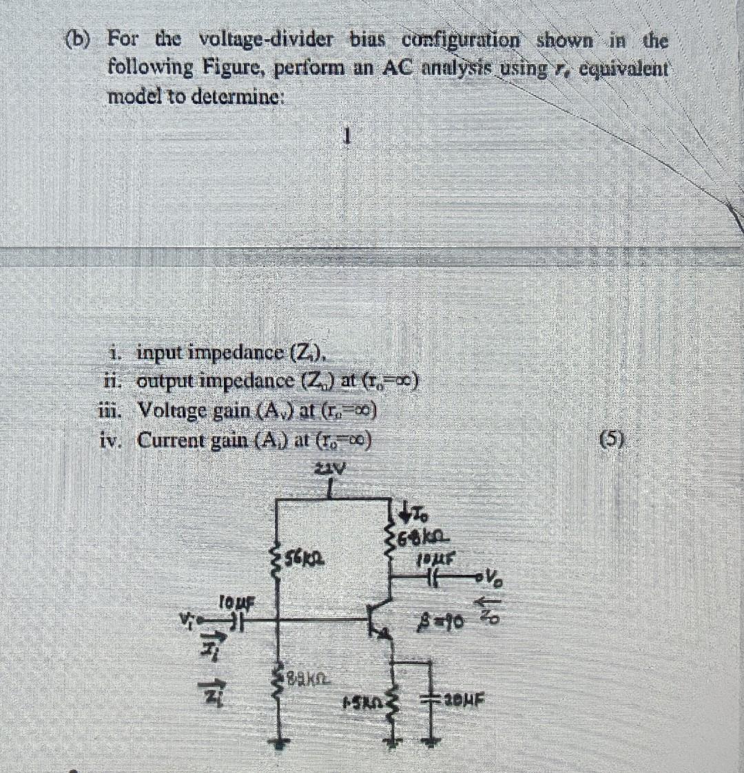 Solved (b) For The Voltage-divider Bias Configuration Shown | Chegg.com