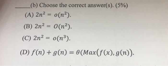 Solved B Choose The Correct Answer S 5 A 2n2 O Chegg Com