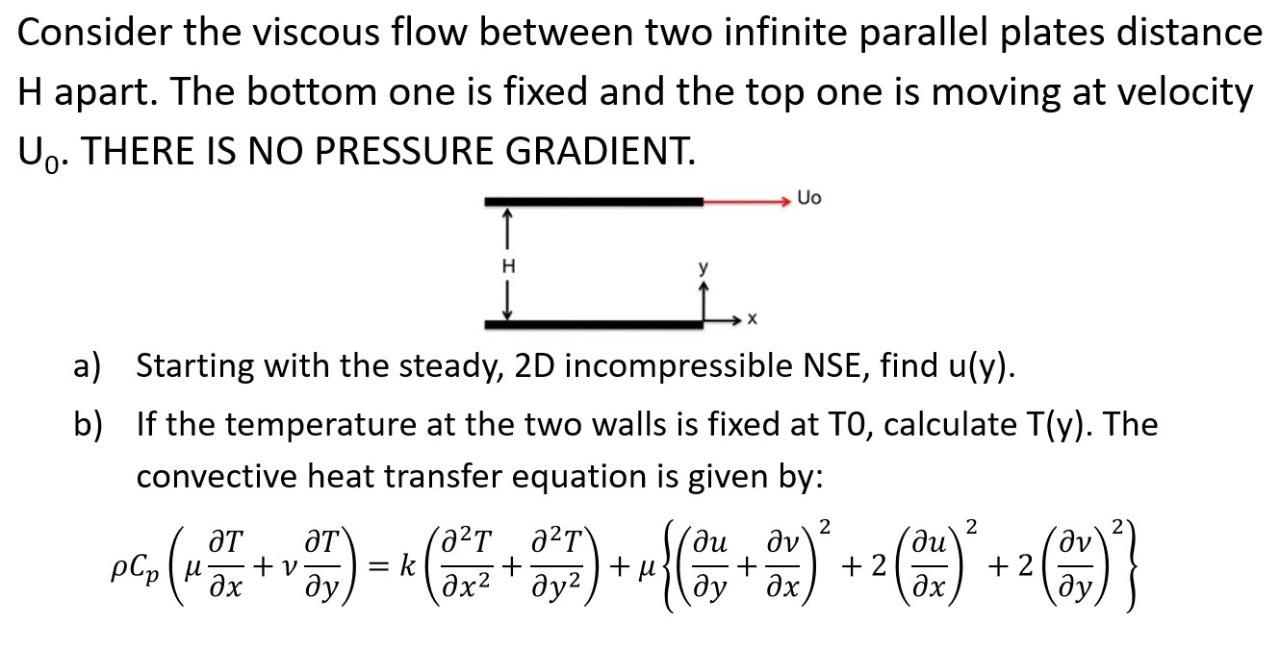 Solved Consider the viscous flow between two infinite | Chegg.com