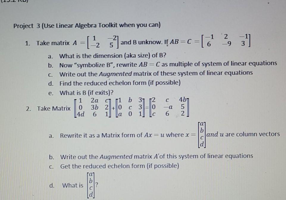 Solved project 3 use linear algebra toolkit when you can chegg