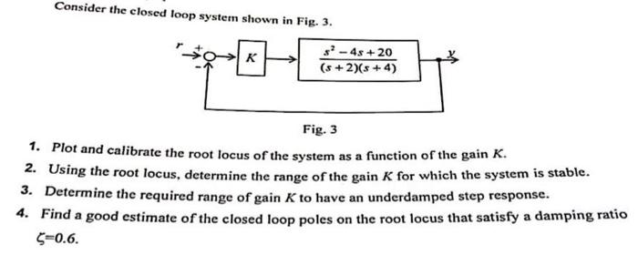 Solved Consider the closed loop system shown in Fig. 3. si - | Chegg.com