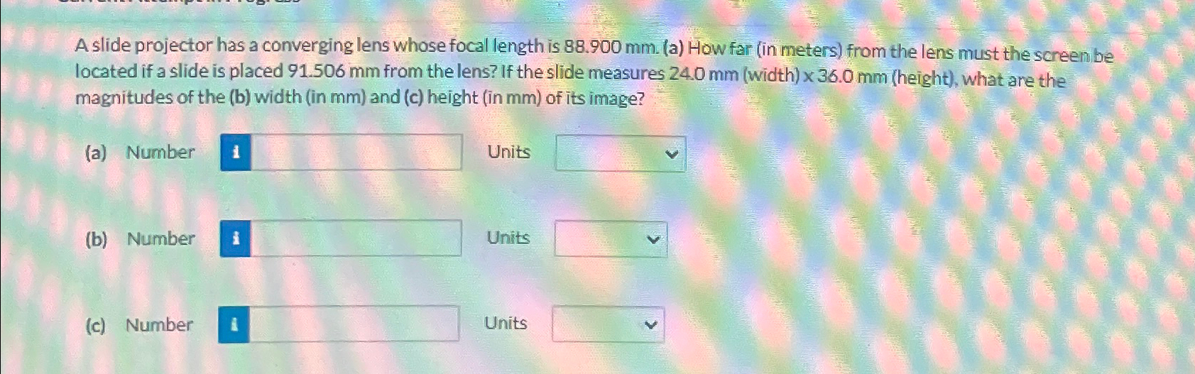 Solved A slide projector has a converging lens whose focal