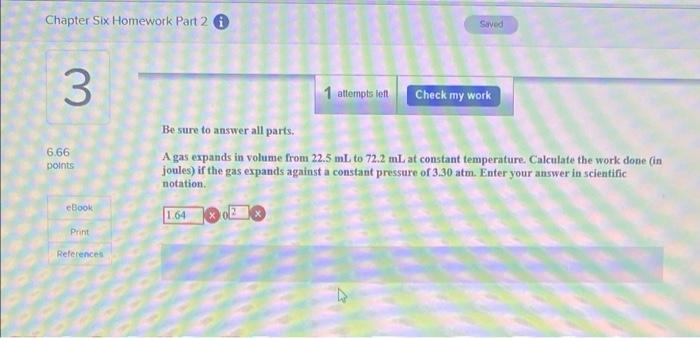 Solved 2 3 attempts te Check my work 6.66 points Be sure to | Chegg.com