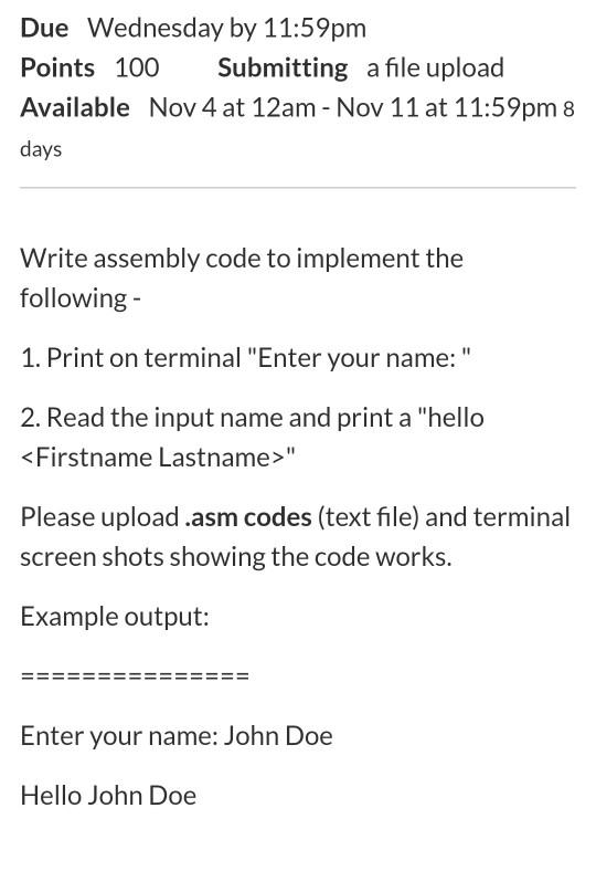 Solved Due Wednesday by 11:59pm Points 100 Submitting a file | Chegg.com