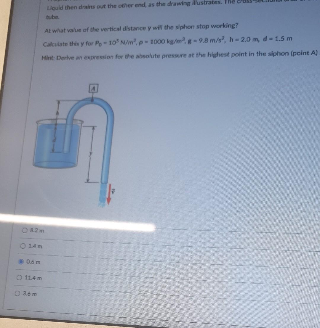 Solved Question A siphon tube is useful for removing liquid