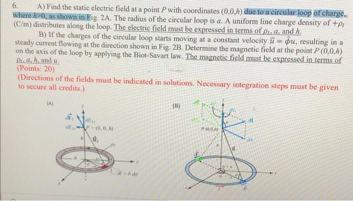 Solved 6. A) Find the static electric field at a point P | Chegg.com