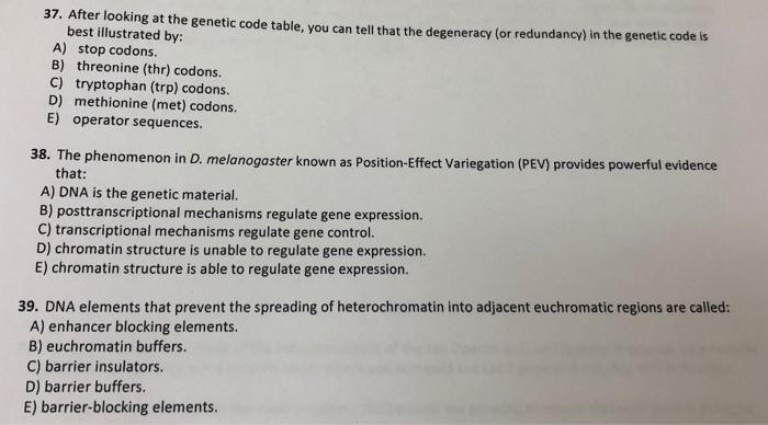 Solved 37. After looking at the genetic code table, you can | Chegg.com