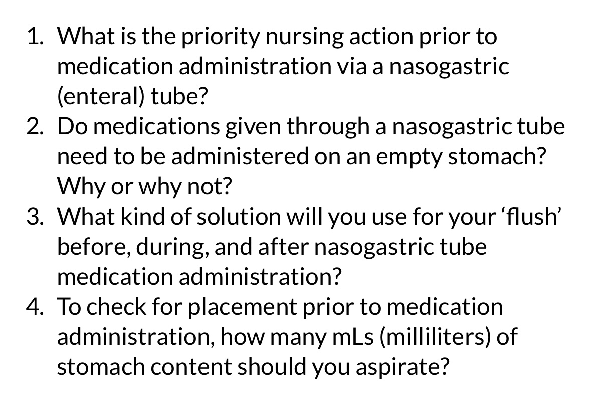 Solved What is the priority nursing action prior to | Chegg.com