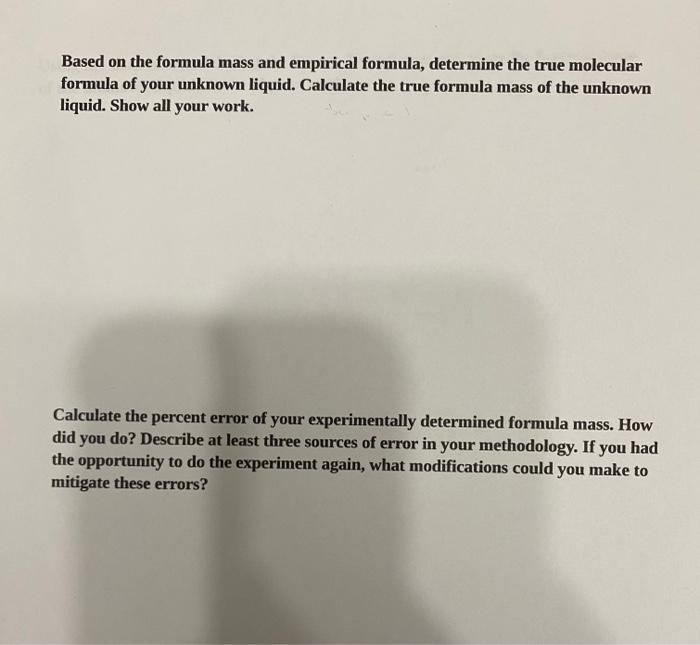 how to find experimental formula mass