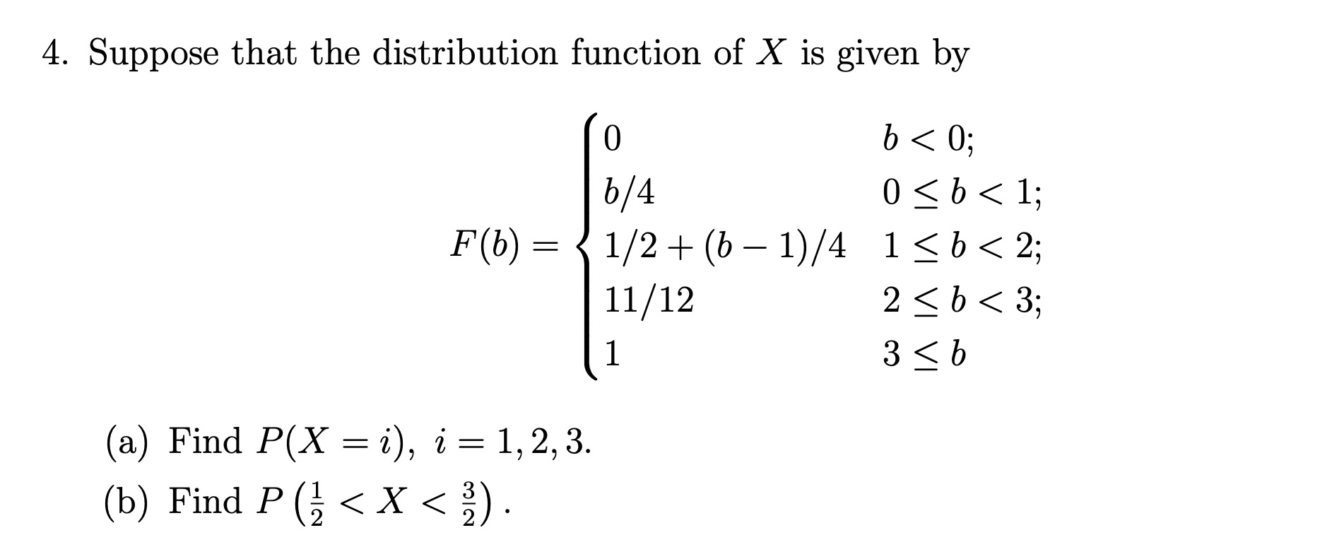 Solved Suppose that the distribution function of x ﻿is given | Chegg.com