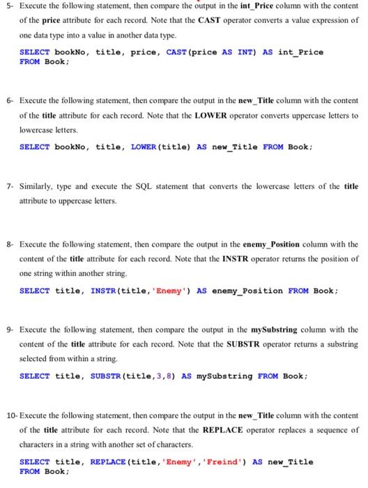 Solved CREATE TABLE Book ( bookNo VARCHAR(4), title | Chegg.com